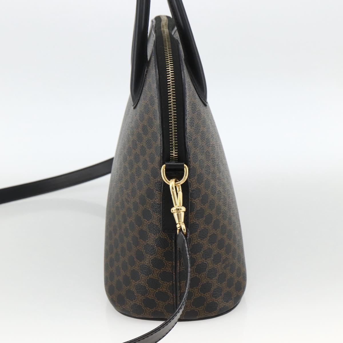 CELINE Macadam Canvas Hand Bag PVC Leather 2way Black Gold Auth ARZ869A