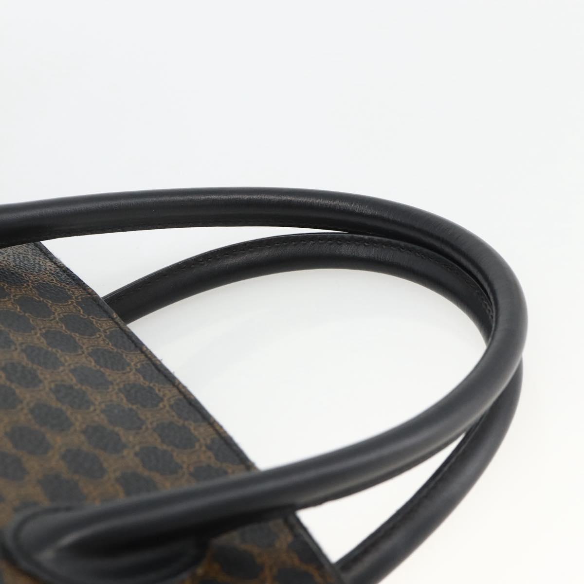 CELINE Macadam Canvas Hand Bag PVC Leather 2way Black Gold Auth ARZ869A