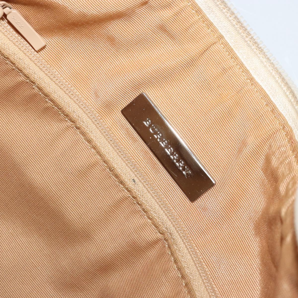 BURBERRY Nova Check Shoulder Bag Canvas Leather Beige Silver Auth ARZ872