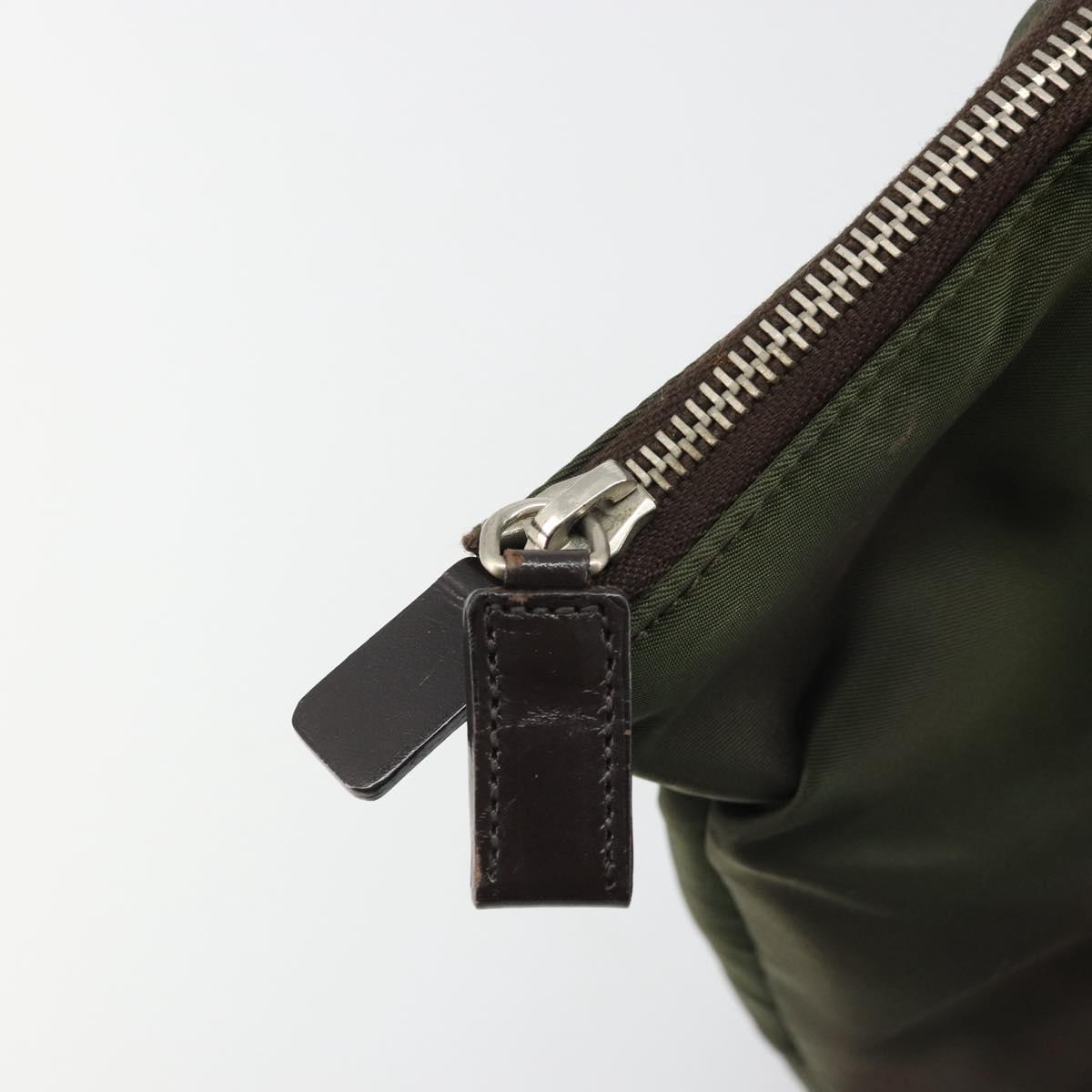 PRADA Hand Bag Nylon Brown Silver Auth ARZ881