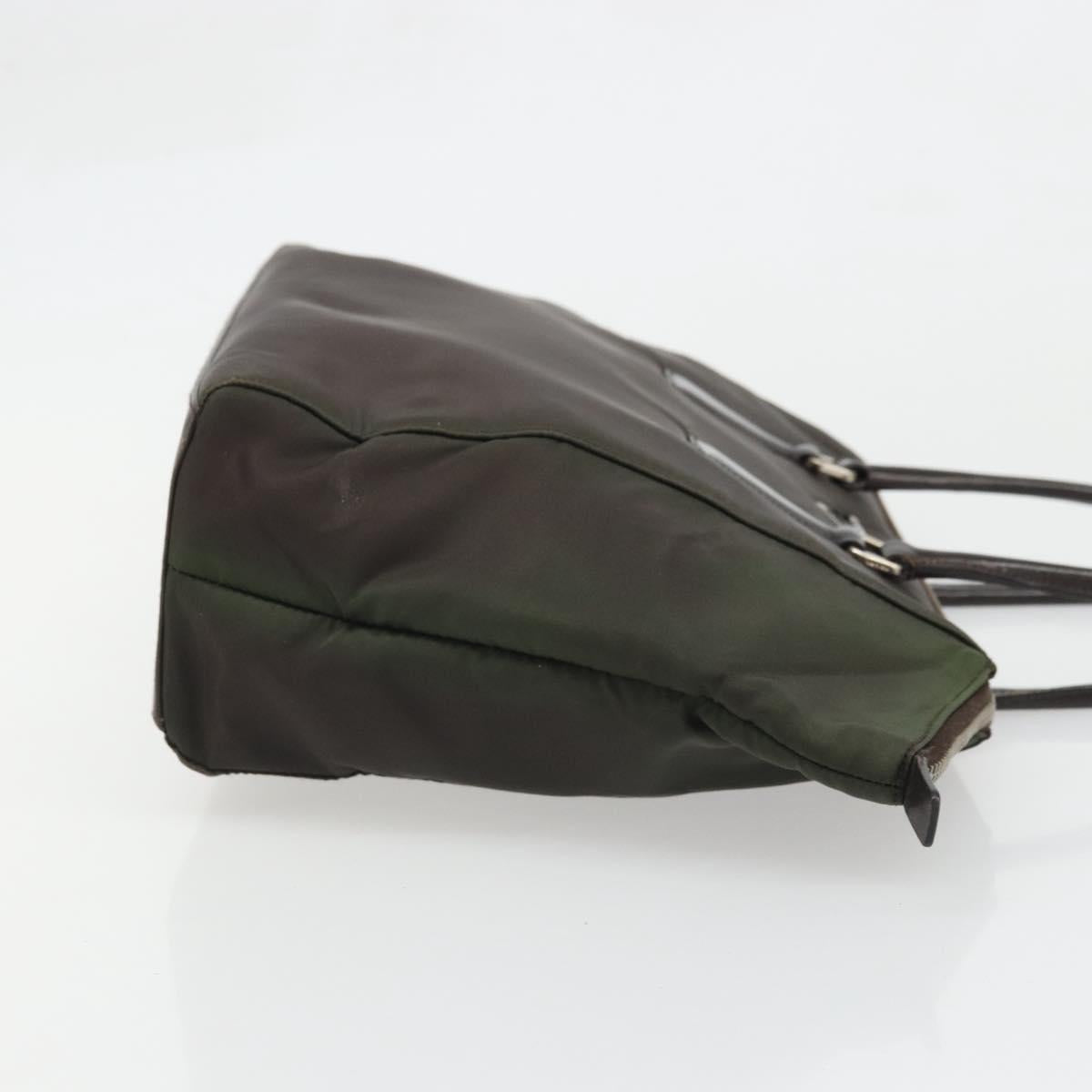 PRADA Hand Bag Nylon Brown Silver Auth ARZ881