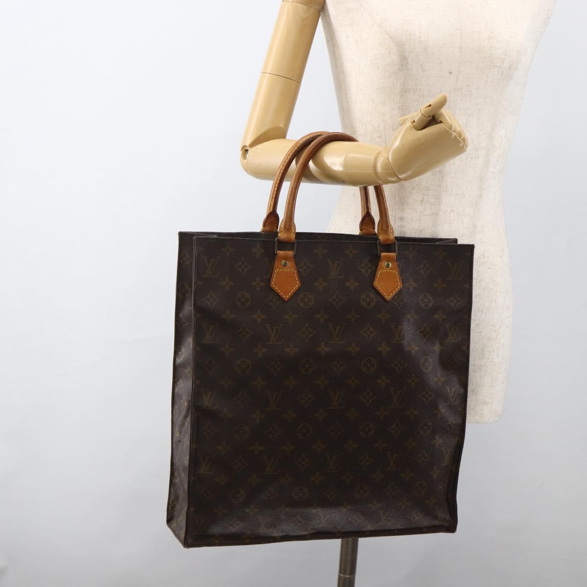LOUIS VUITTON Monogram Sac Plat Hand Bag M51140 LV Auth ARZ886