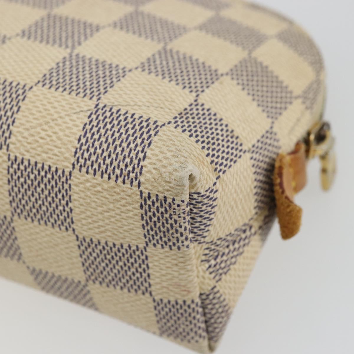 LOUIS VUITTON Damier Azur Pochette Cosmetic PM Pouch N60024 LV Auth ARZ890