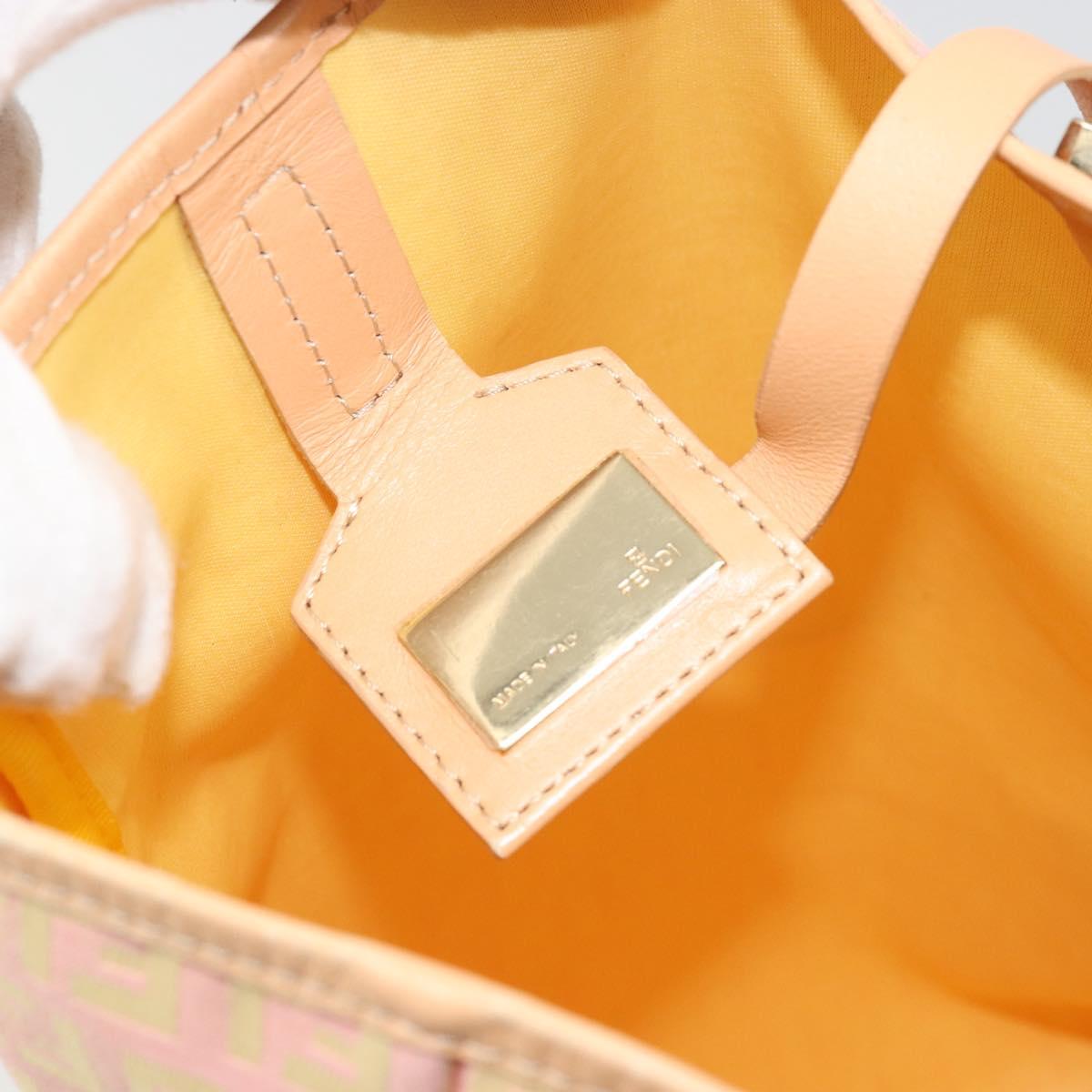 FENDI Zucchino Canvas Hand Bag Pink Gold Auth ARZ892A