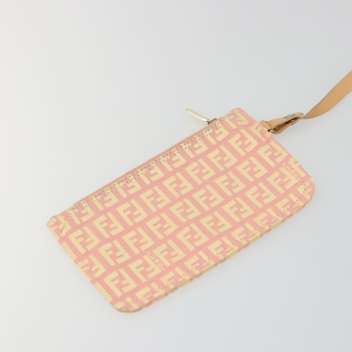 FENDI Zucchino Canvas Hand Bag Pink Gold Auth ARZ892A