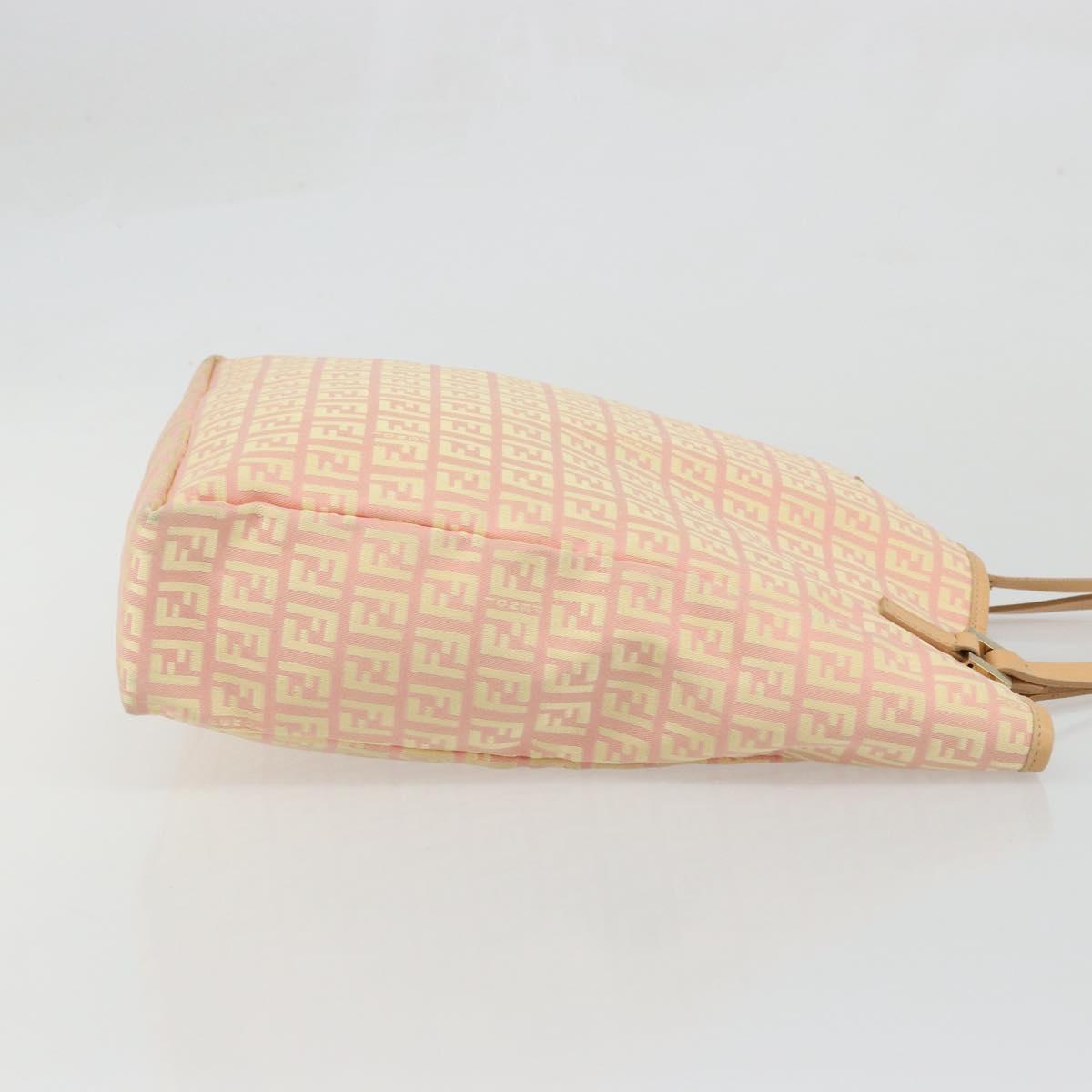 FENDI Zucchino Canvas Hand Bag Pink Gold Auth ARZ892A