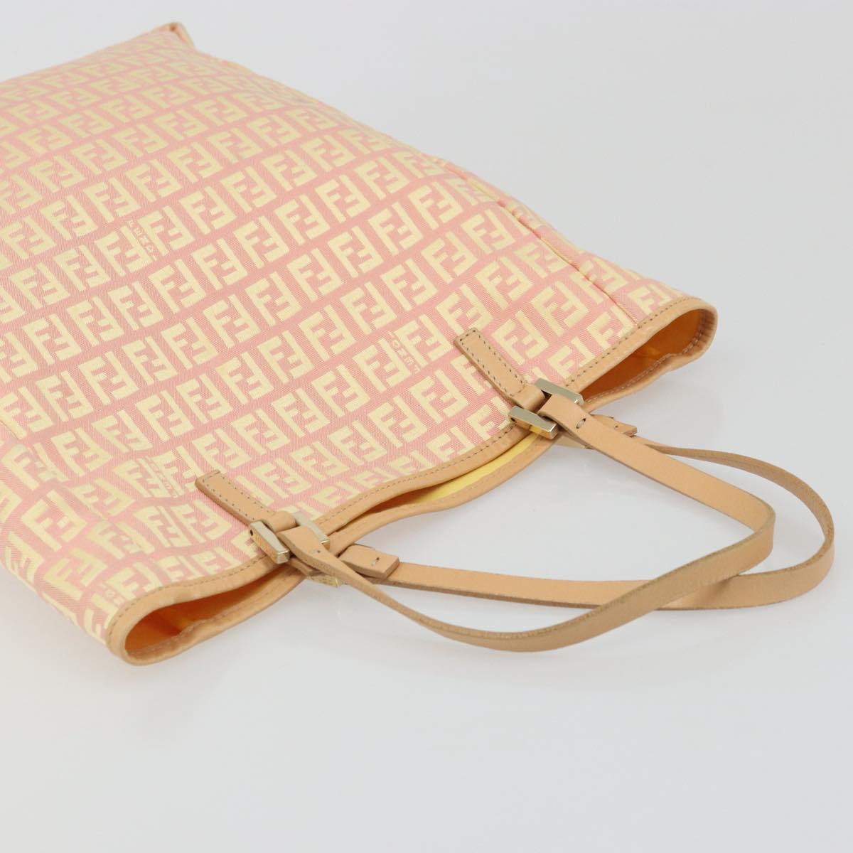 FENDI Zucchino Canvas Hand Bag Pink Gold Auth ARZ892A