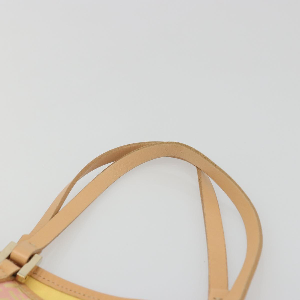 FENDI Zucchino Canvas Hand Bag Pink Gold Auth ARZ892A