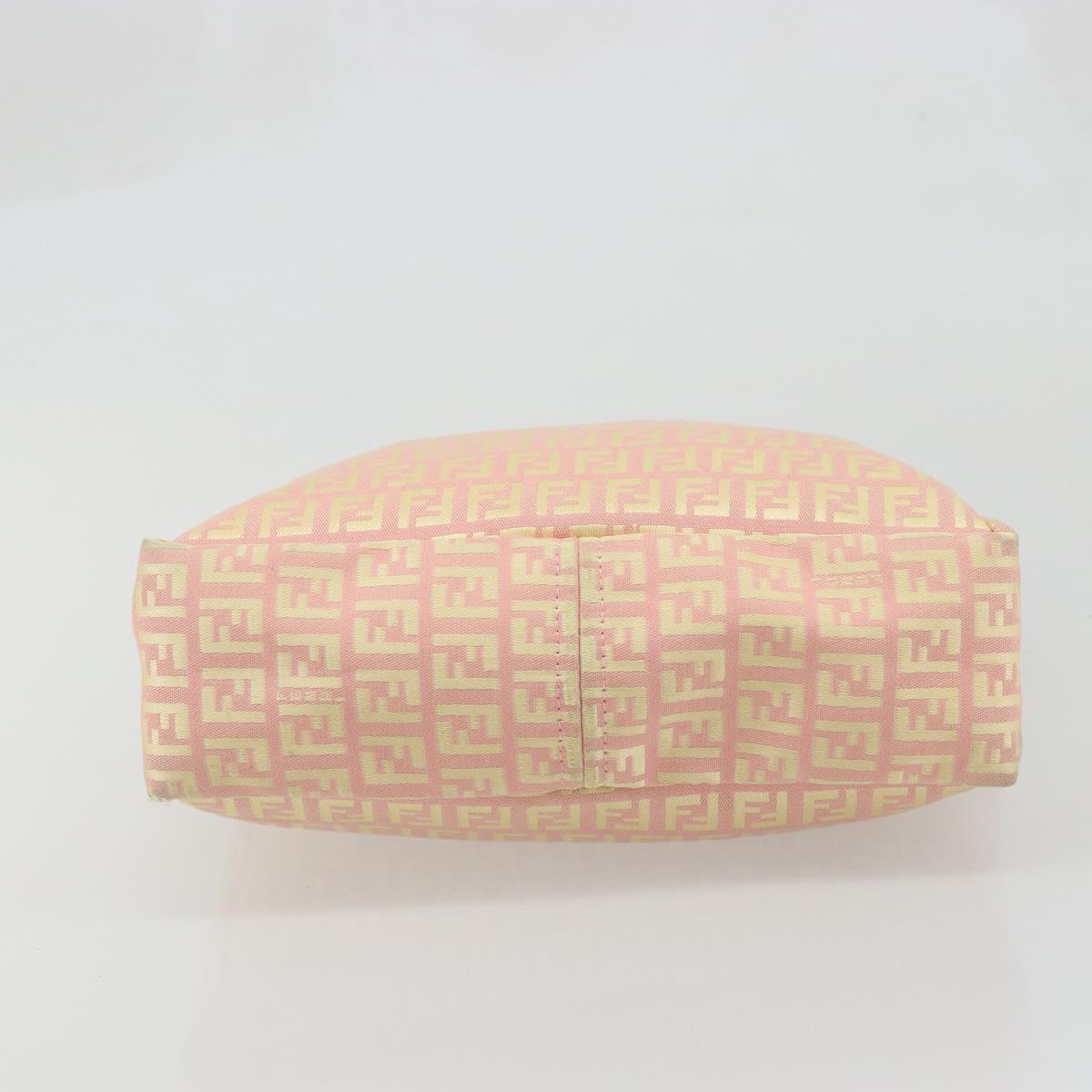 FENDI Zucchino Canvas Hand Bag Pink Gold Auth ARZ892A