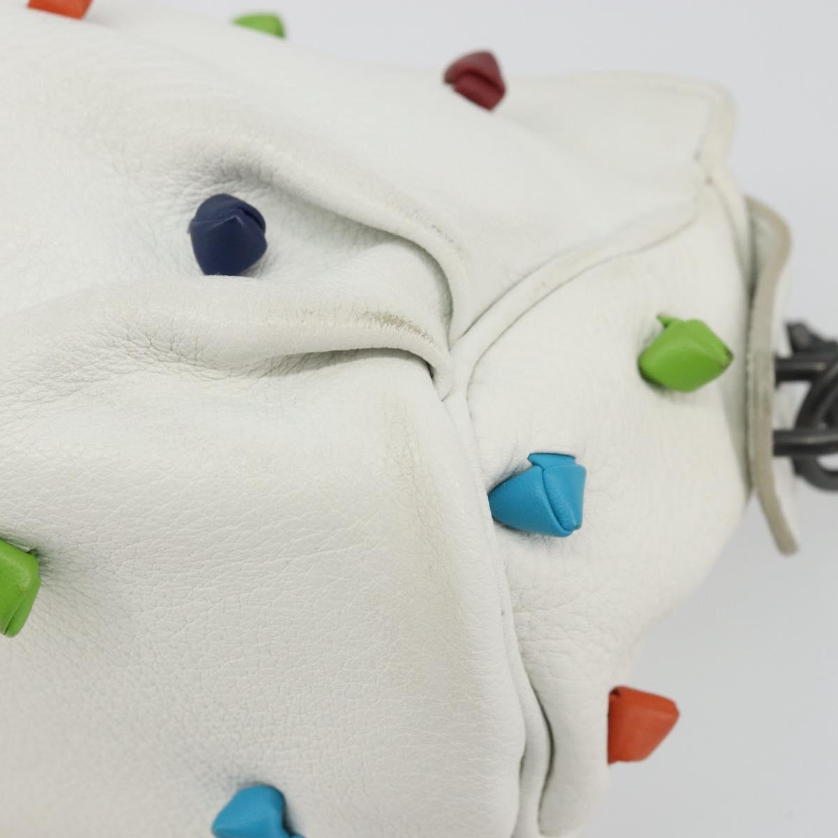 BOTTEGA VENETA Shoulder Bag Leather White Auth ARZ893A