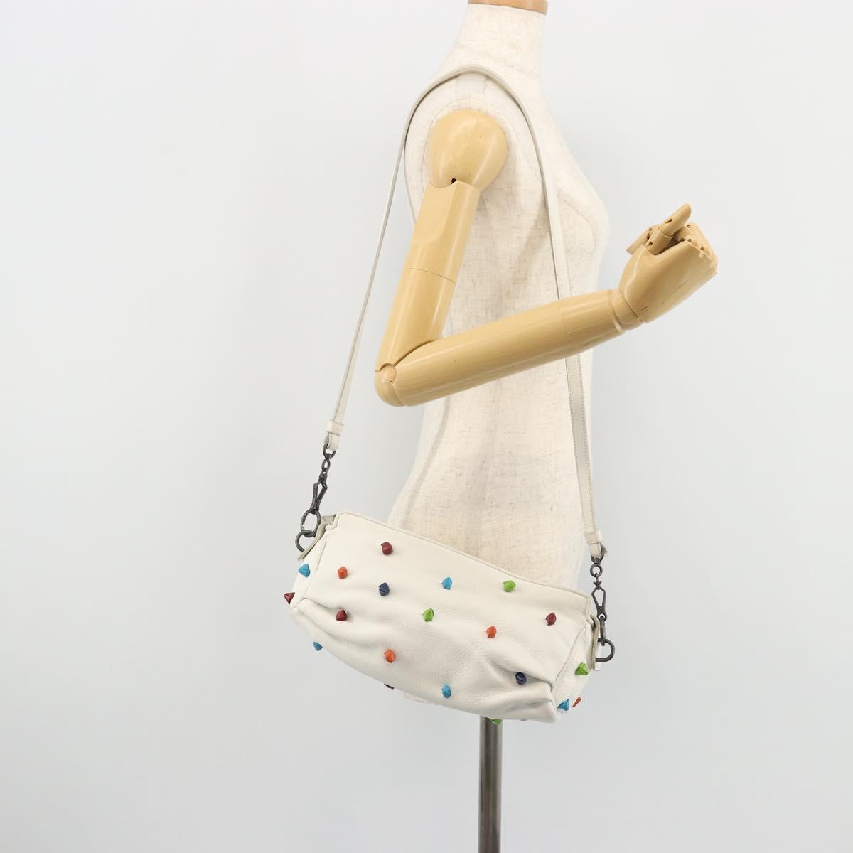 BOTTEGA VENETA Shoulder Bag Leather White Auth ARZ893A