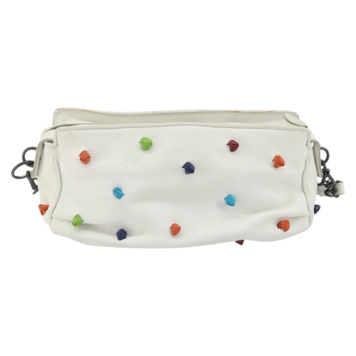 BOTTEGA VENETA Shoulder Bag Leather White Auth ARZ893A