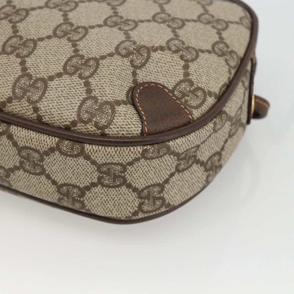 GUCCI GG Supreme Web Sherry Line Bag PVC Beige Gold 156 02 066 Auth ARZ894