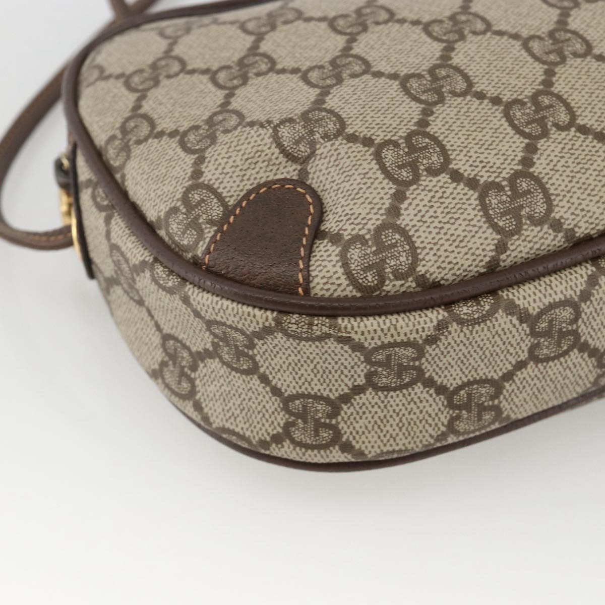 GUCCI GG Supreme Web Sherry Line Bag PVC Beige Gold 156 02 066 Auth ARZ894