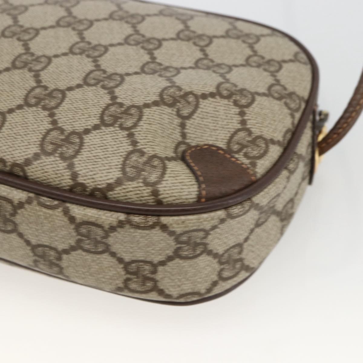 GUCCI GG Supreme Web Sherry Line Bag PVC Beige Gold 156 02 066 Auth ARZ894