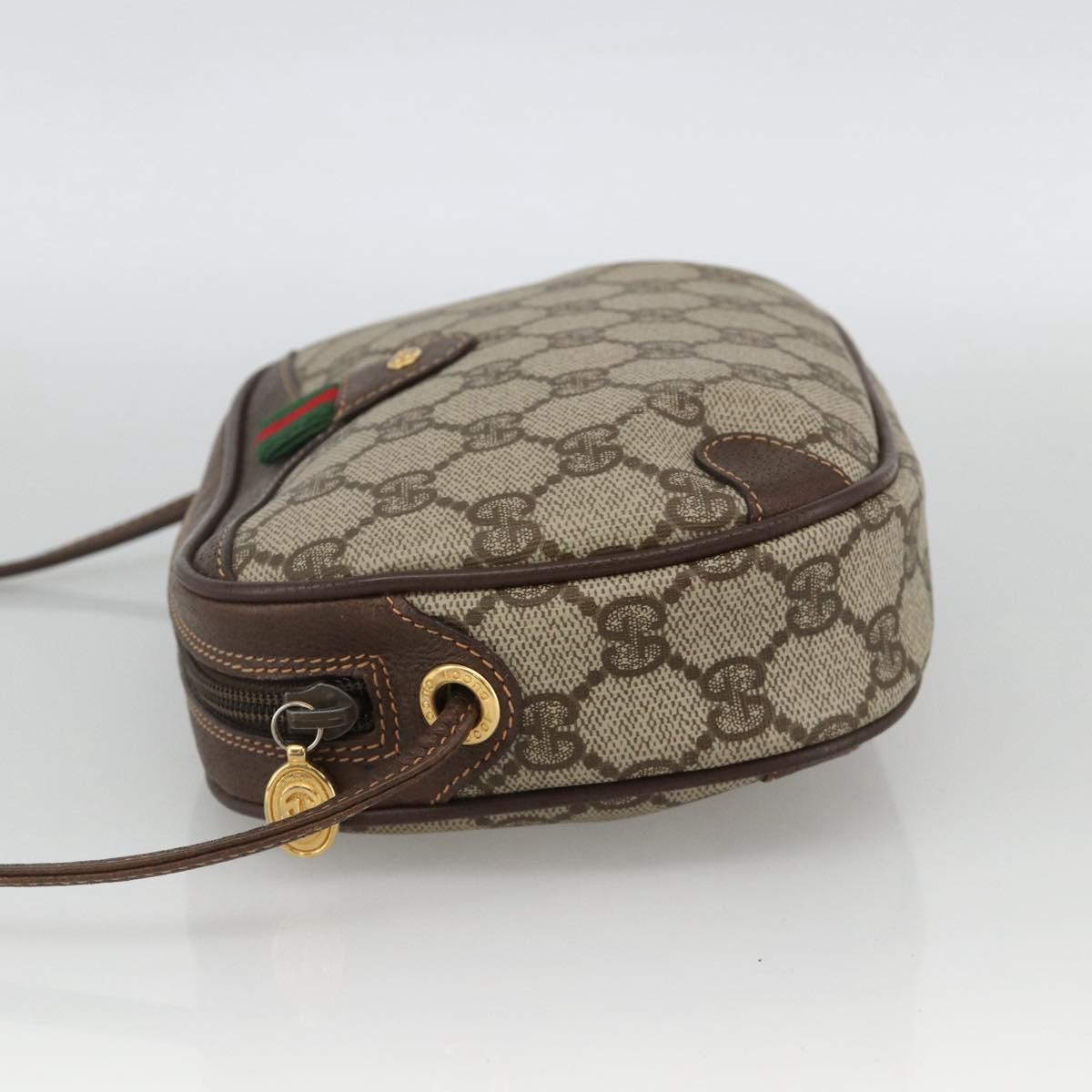 GUCCI GG Supreme Web Sherry Line Bag PVC Beige Gold 156 02 066 Auth ARZ894