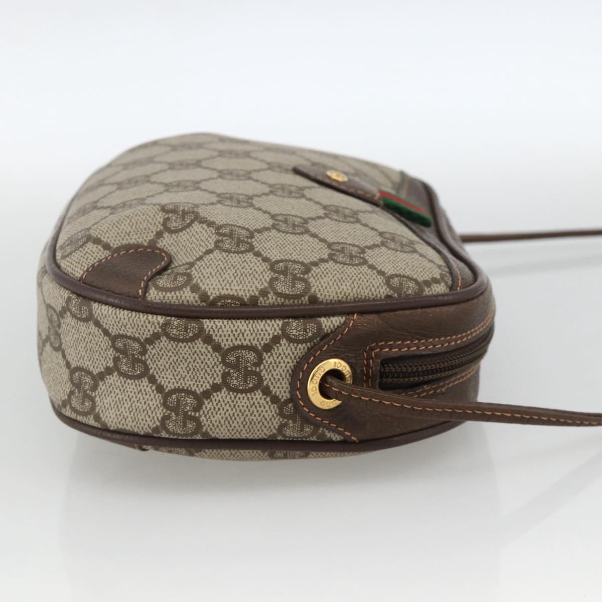 GUCCI GG Supreme Web Sherry Line Bag PVC Beige Gold 156 02 066 Auth ARZ894