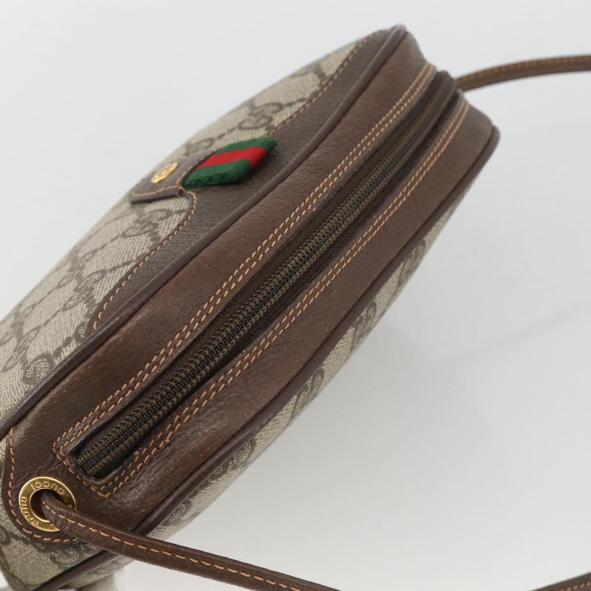 GUCCI GG Supreme Web Sherry Line Bag PVC Beige Gold 156 02 066 Auth ARZ894