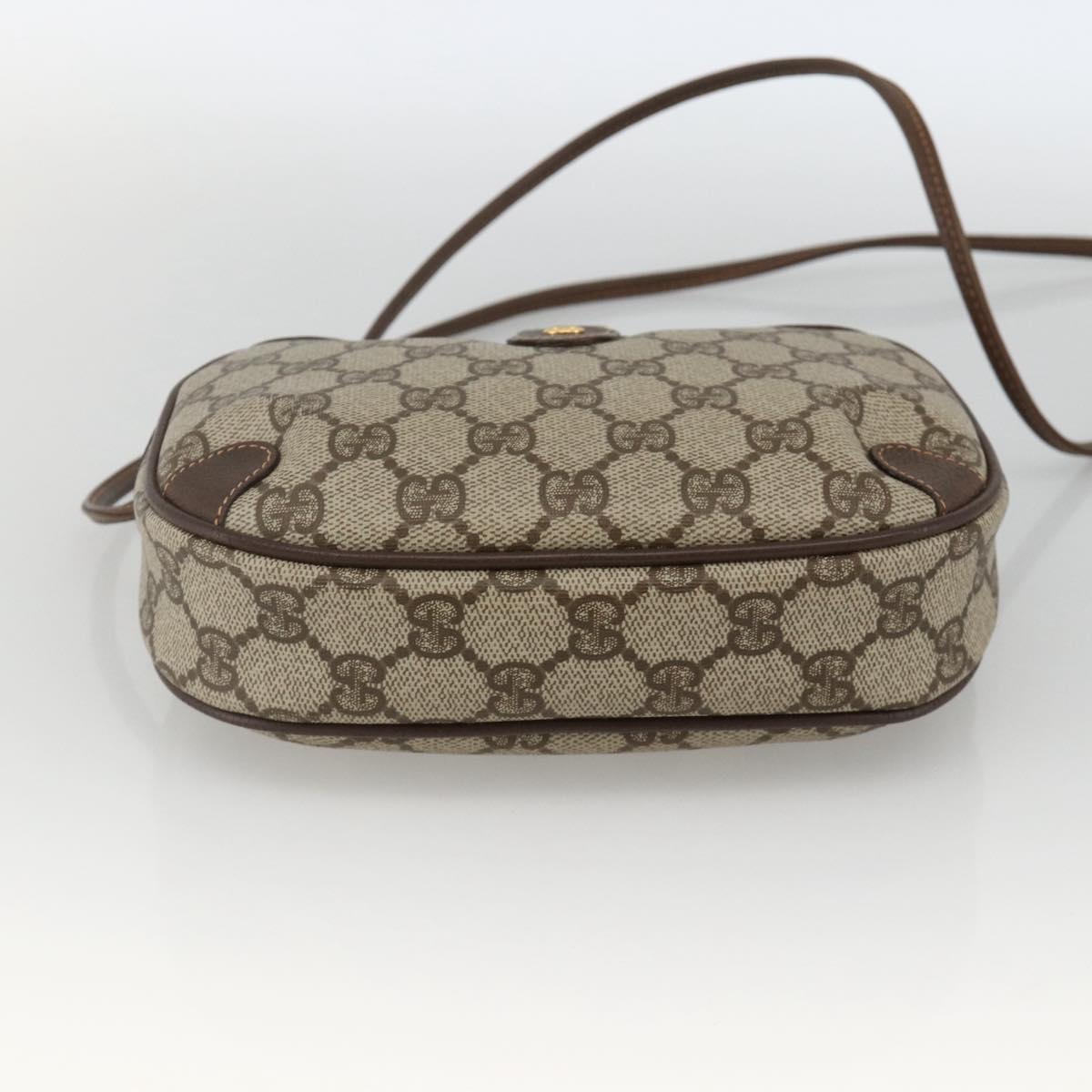 GUCCI GG Supreme Web Sherry Line Bag PVC Beige Gold 156 02 066 Auth ARZ894