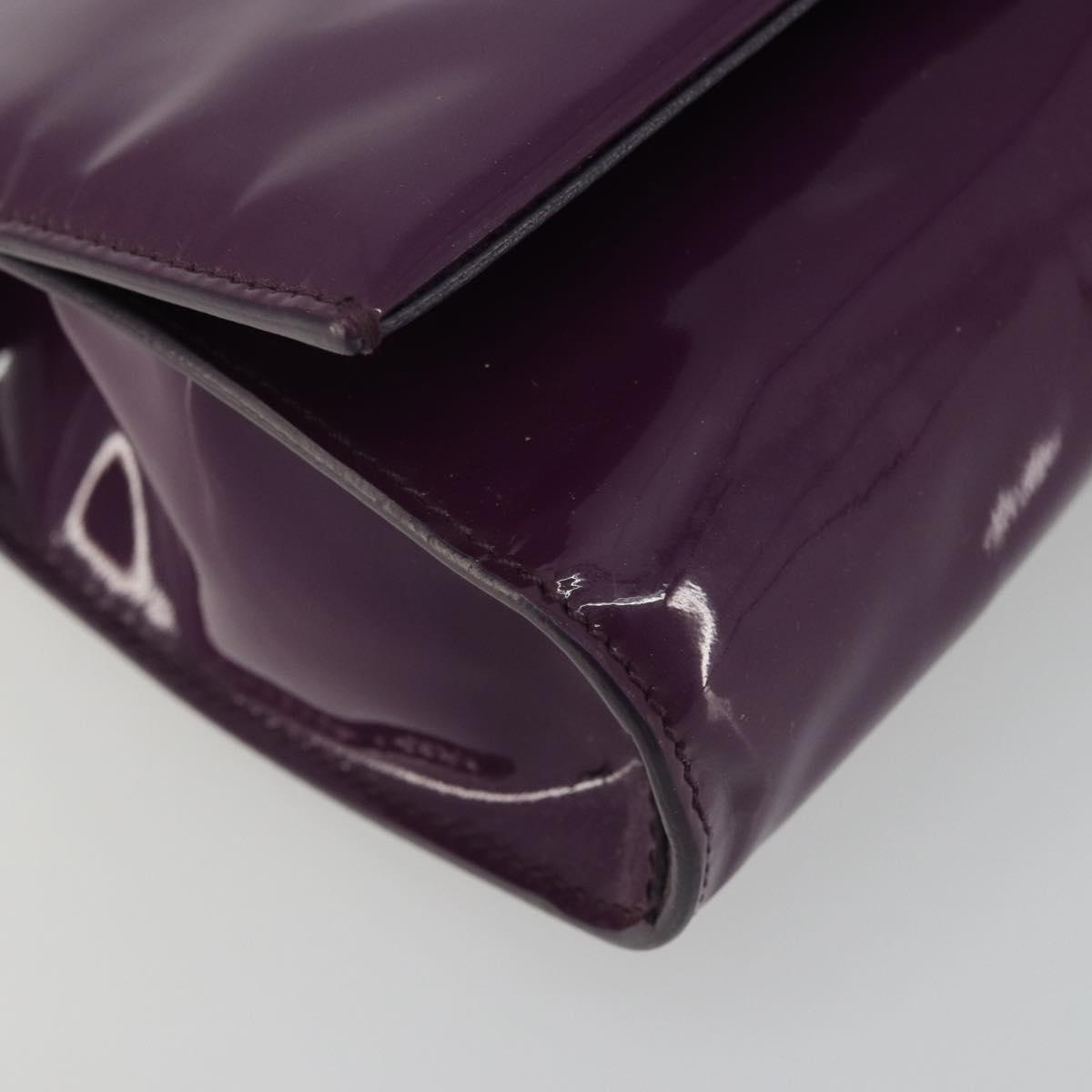 Salvatore Ferragamo Vala Chain Bag Patent leather Purple Gold Auth ARZ899