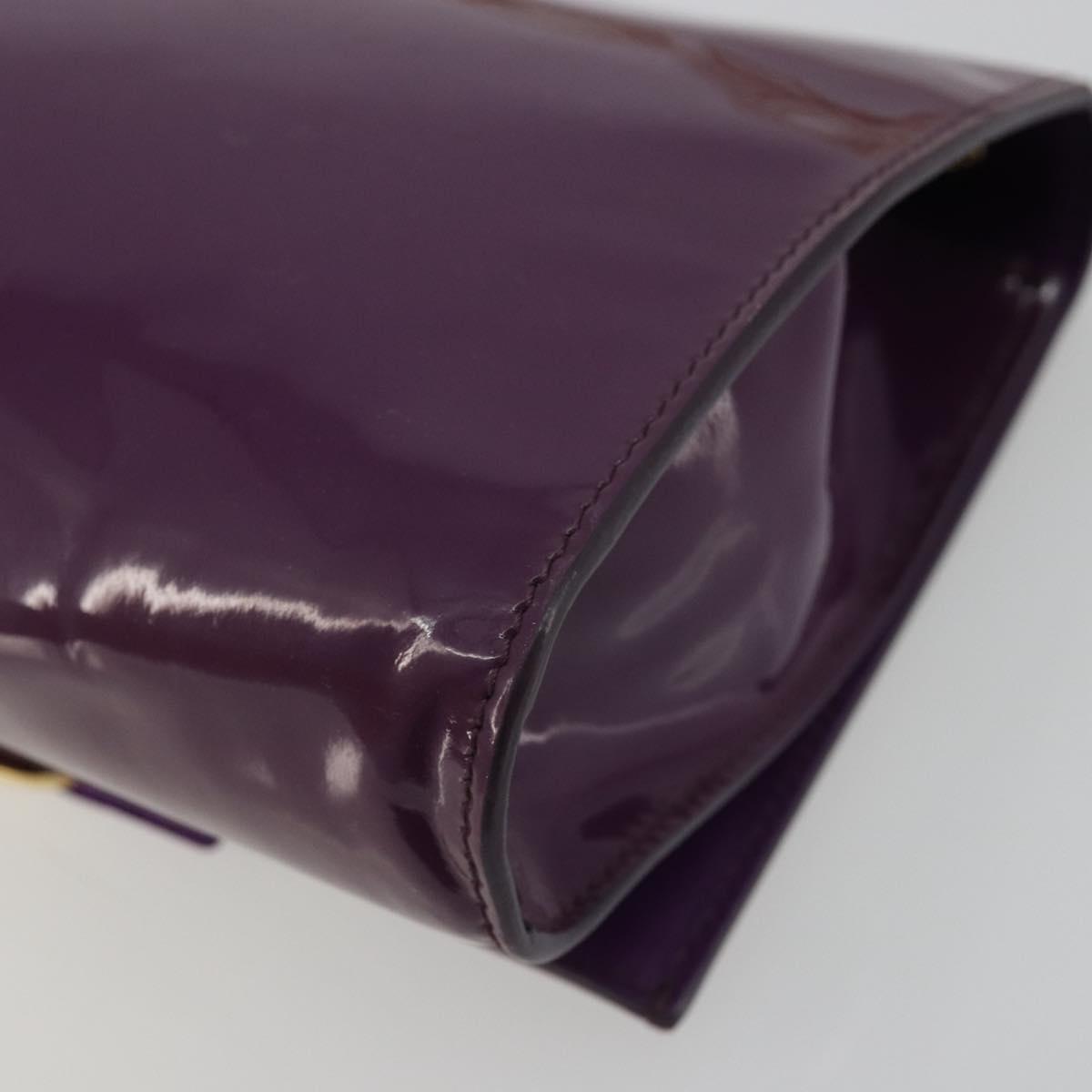 Salvatore Ferragamo Vala Chain Bag Patent leather Purple Gold Auth ARZ899