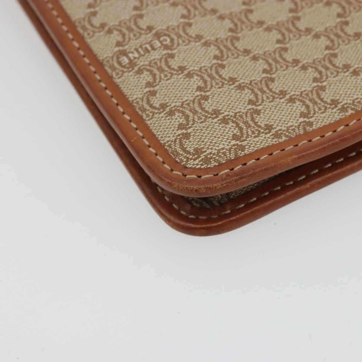 CELINE Macadam Canvas Clutch Bag PVC Beige Gold Auth ARZ901