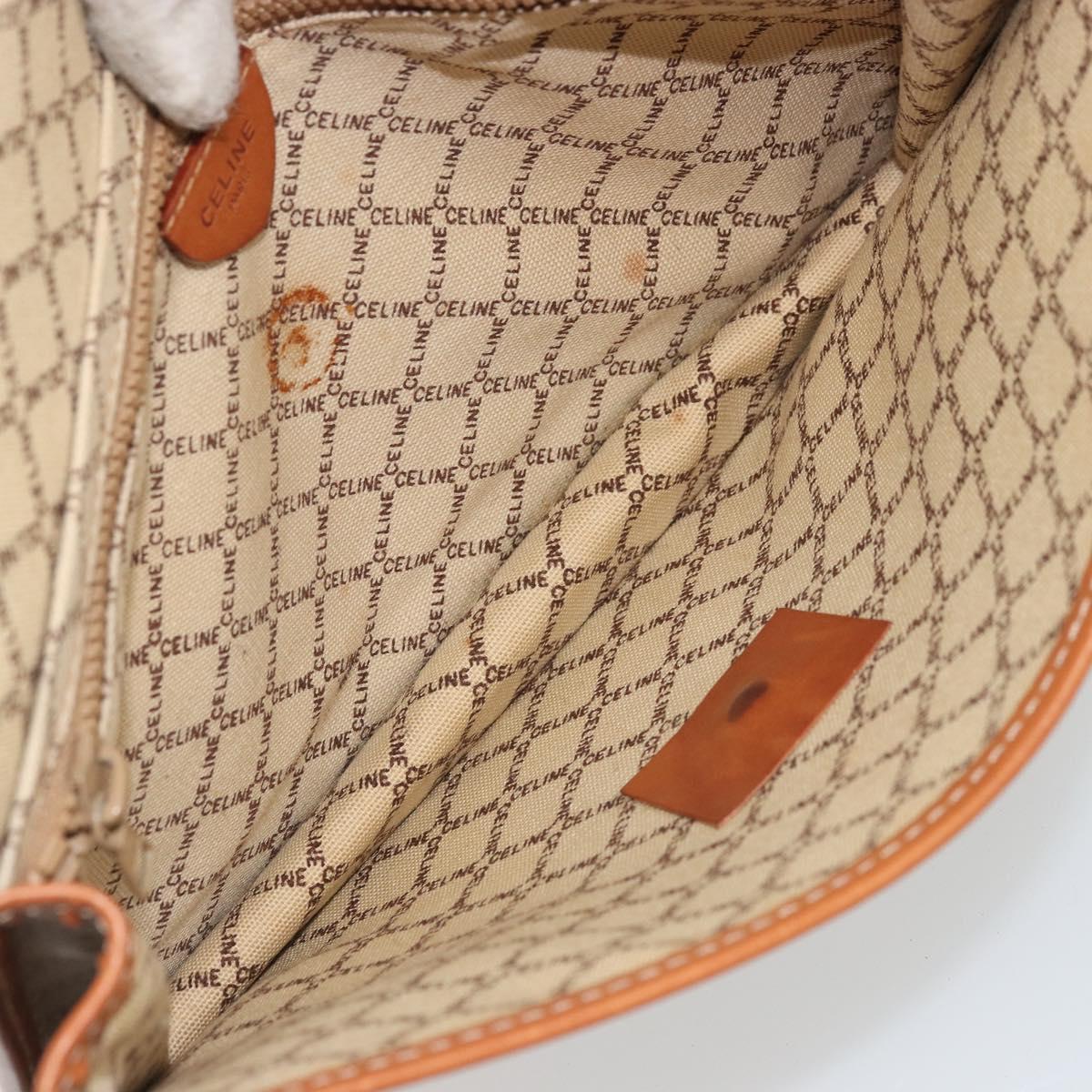 CELINE Macadam Canvas Clutch Bag PVC Beige Gold Auth ARZ901