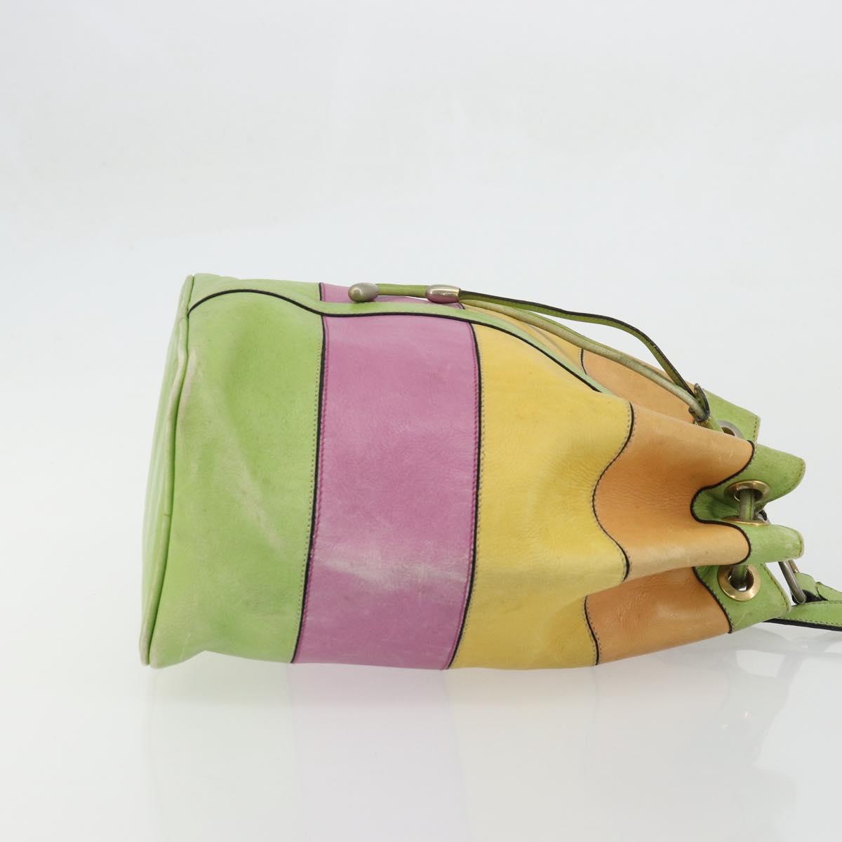 CELINE Shoulder Bag Leather Multicolor Silver Auth ARZ906