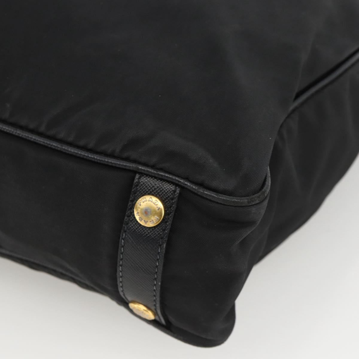 PRADA Hand Bag Nylon Black Gold Auth ARZ907
