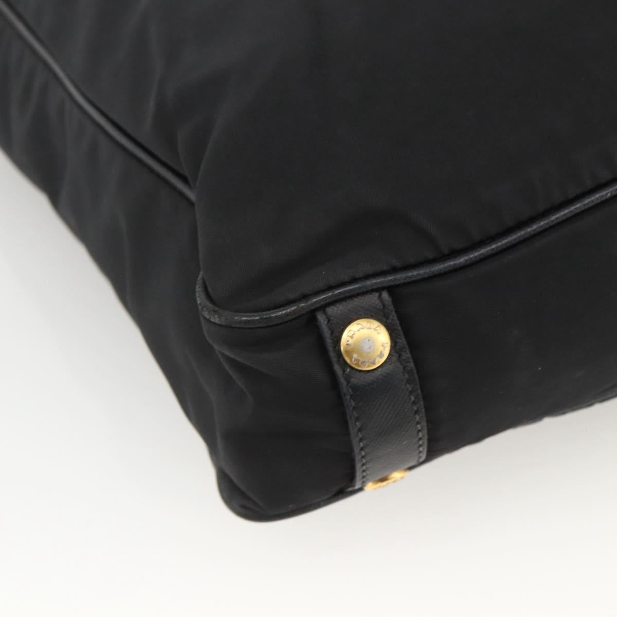 PRADA Hand Bag Nylon Black Gold Auth ARZ907