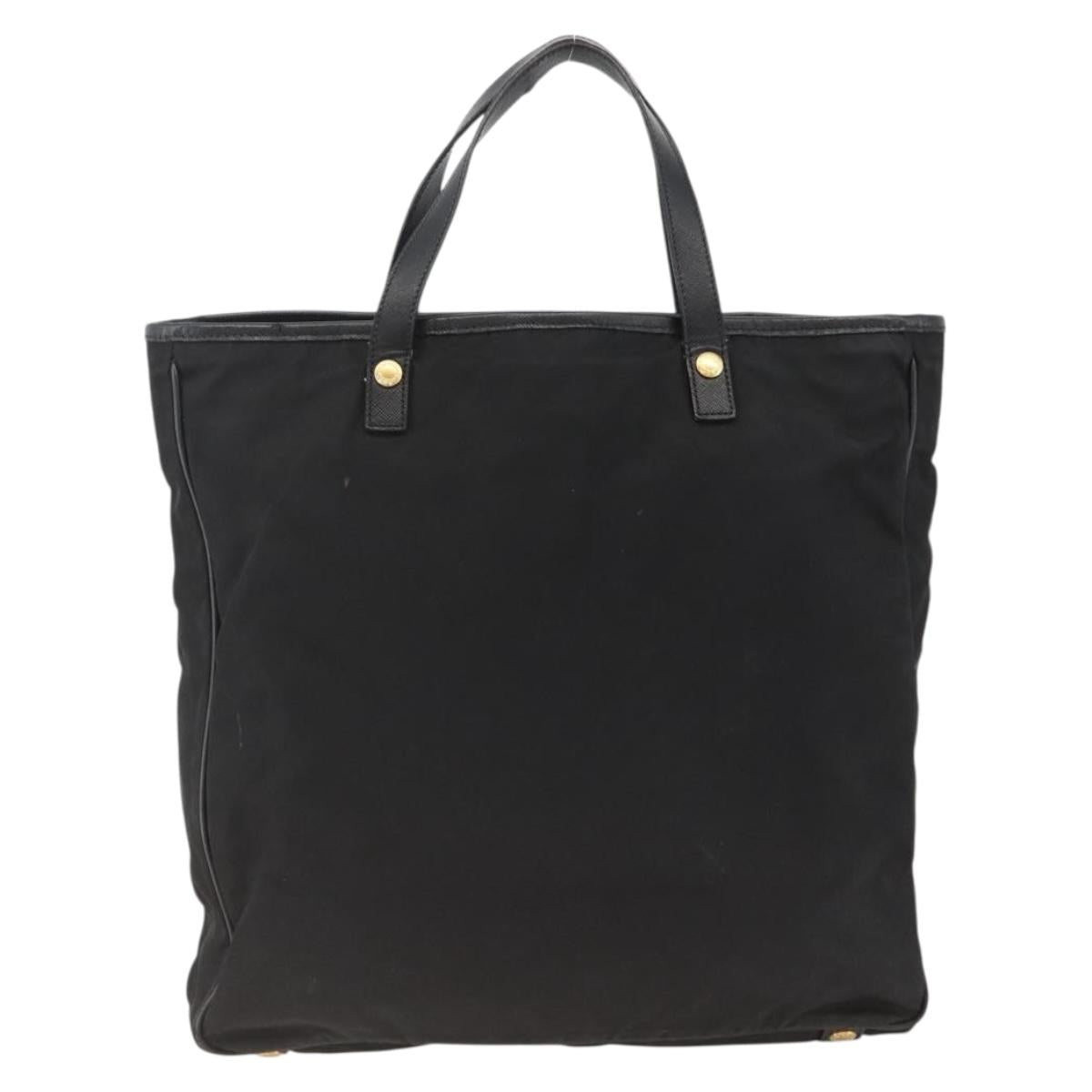 PRADA Hand Bag Nylon Black Gold Auth ARZ907
