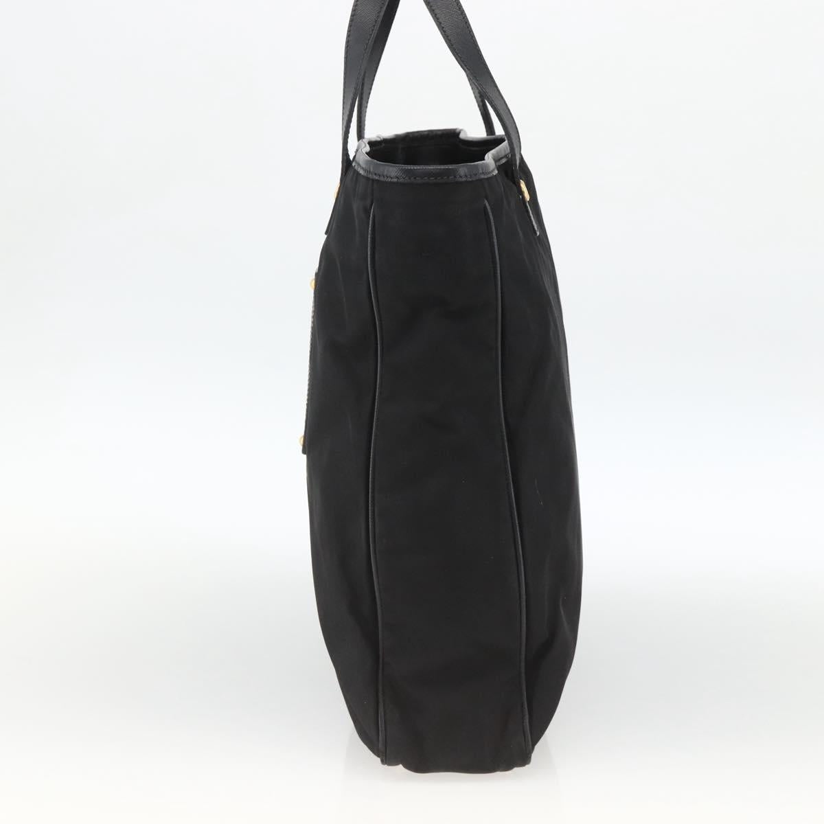 PRADA Hand Bag Nylon Black Gold Auth ARZ907