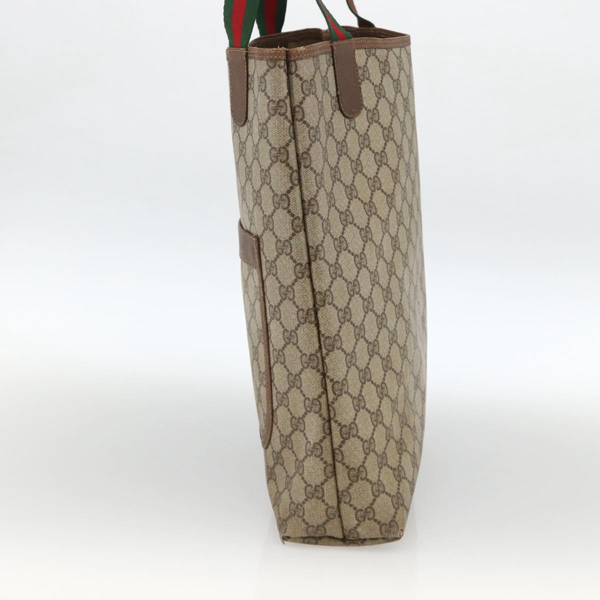 GUCCI GG Supreme Web Sherry Line Tote Bag PVC Beige Red 89 02 003 Auth ARZ909