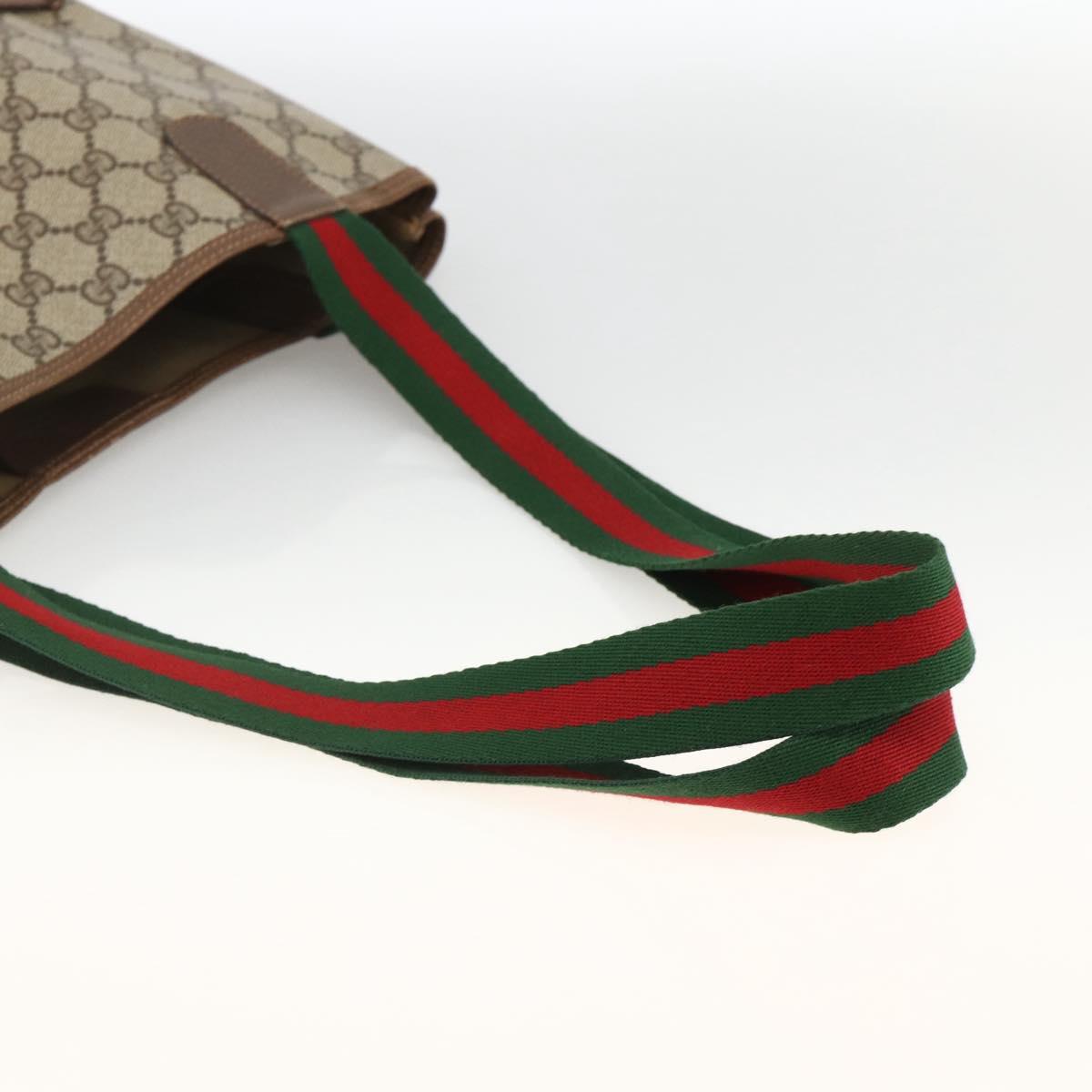 GUCCI GG Supreme Web Sherry Line Tote Bag PVC Beige Red 89 02 003 Auth ARZ909