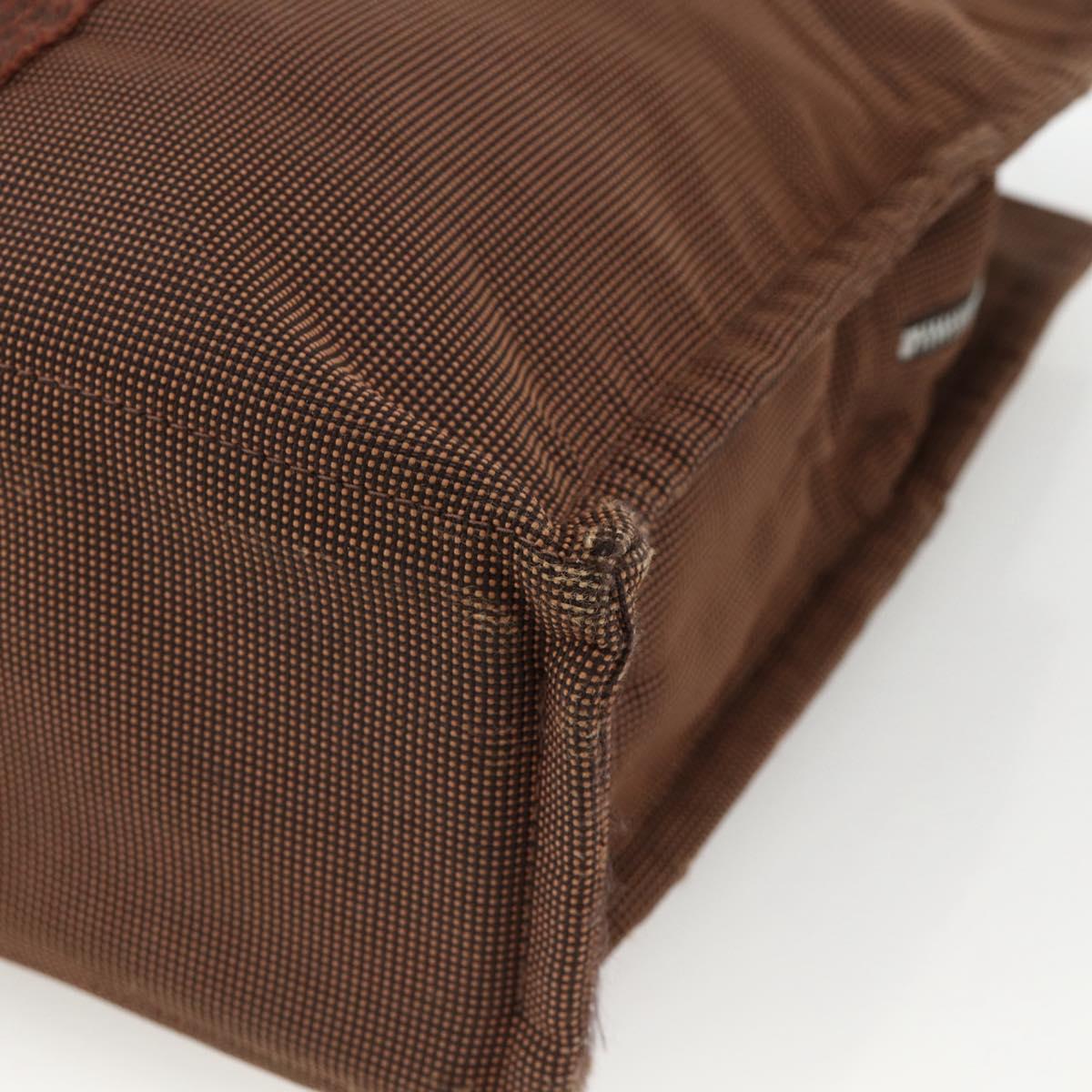 HERMES Her Line MM Hand Bag Canvas Brown Silver Auth ARZ910