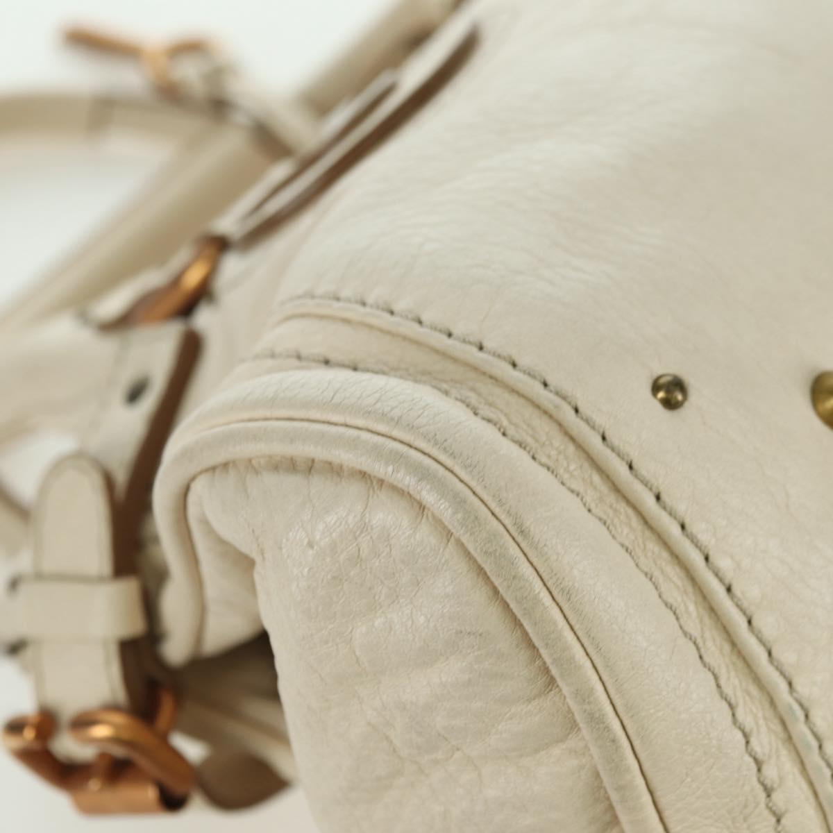 Chloe Paddington Hand Bag Leather Ivory Gold Silver Auth ARZ911SAV