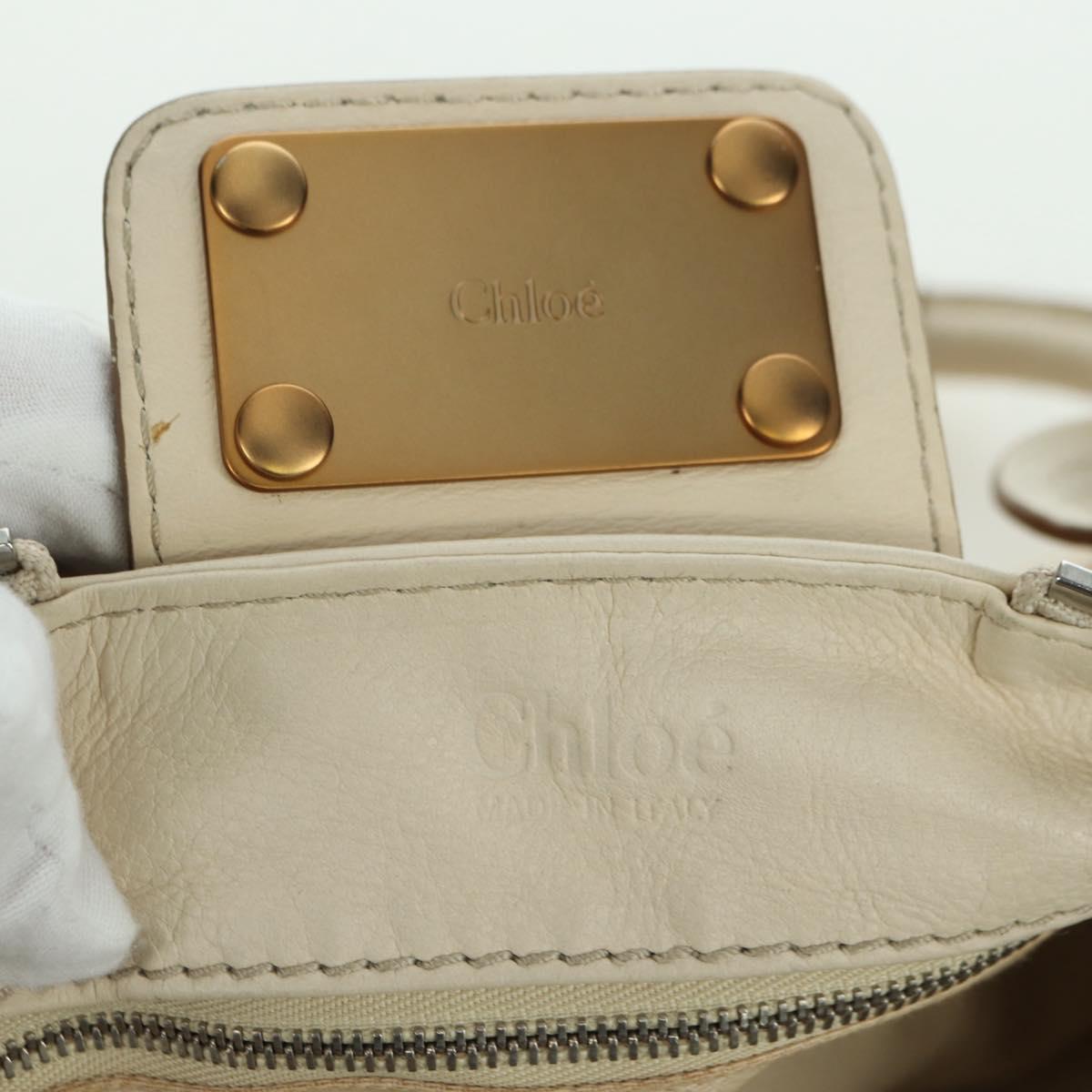 Chloe Paddington Hand Bag Leather Ivory Gold Silver Auth ARZ911SAV