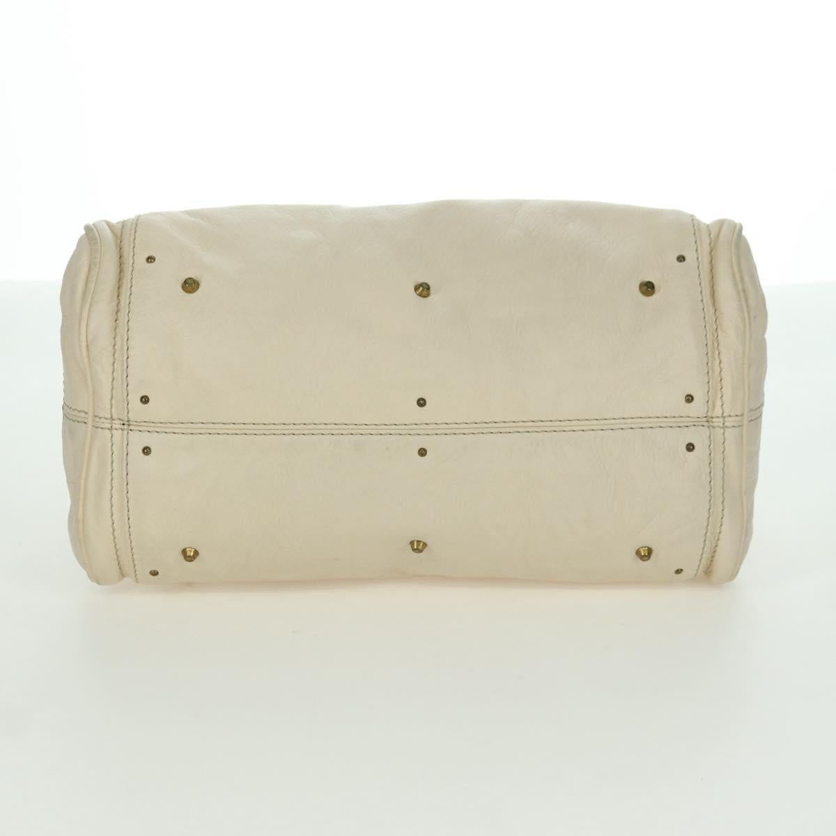 Chloe Paddington Hand Bag Leather Ivory Gold Silver Auth ARZ911SAV