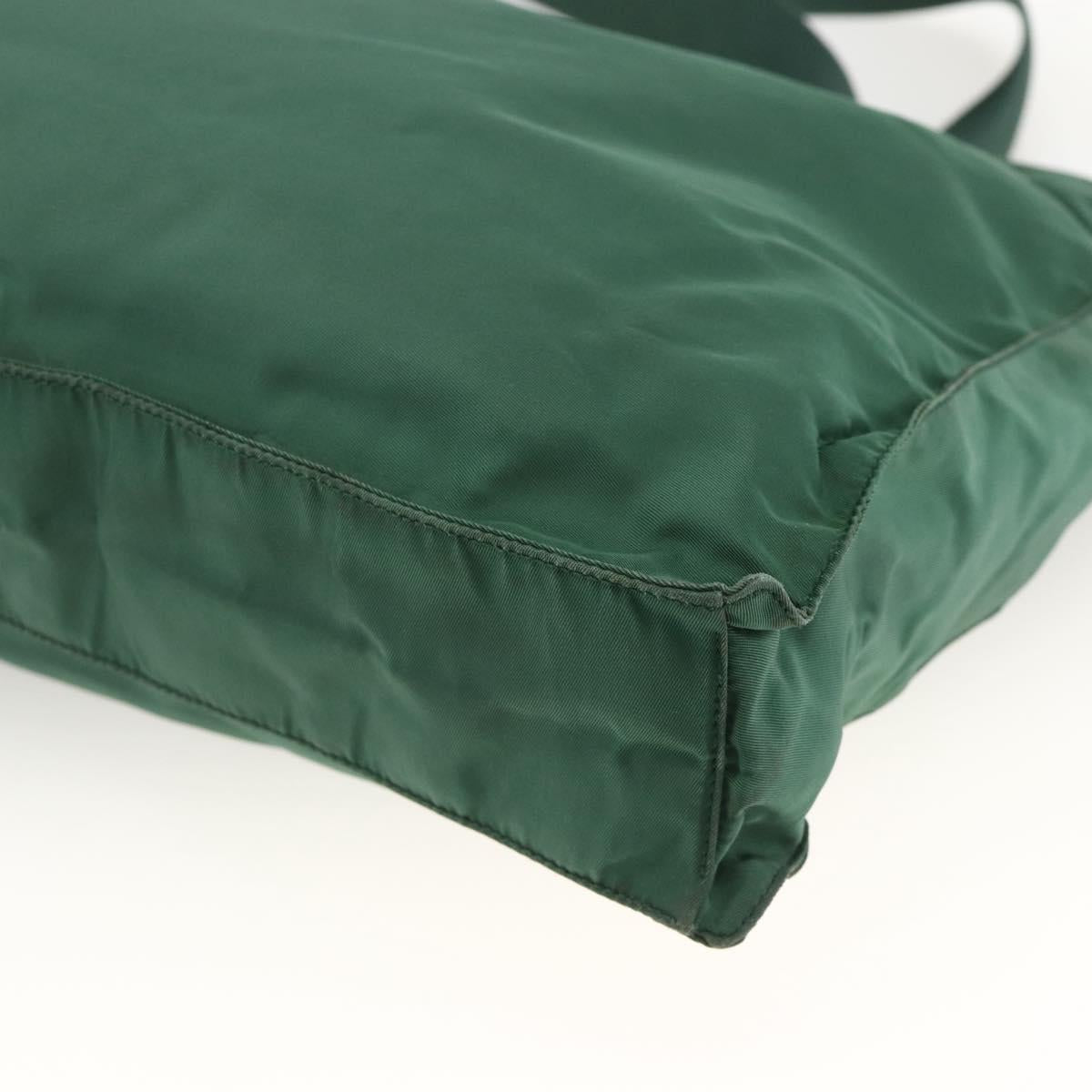 PRADA Tote Bag Nylon Green Silver Auth ARZ913A