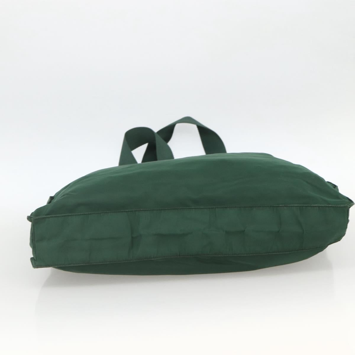 PRADA Tote Bag Nylon Green Silver Auth ARZ913A