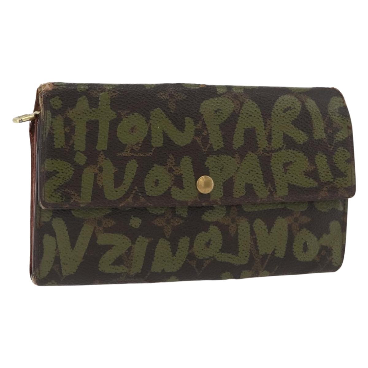 LOUIS VUITTON Graffiti Porte Monnaie Credit Wallet Khaki M92188 Auth ARZ914