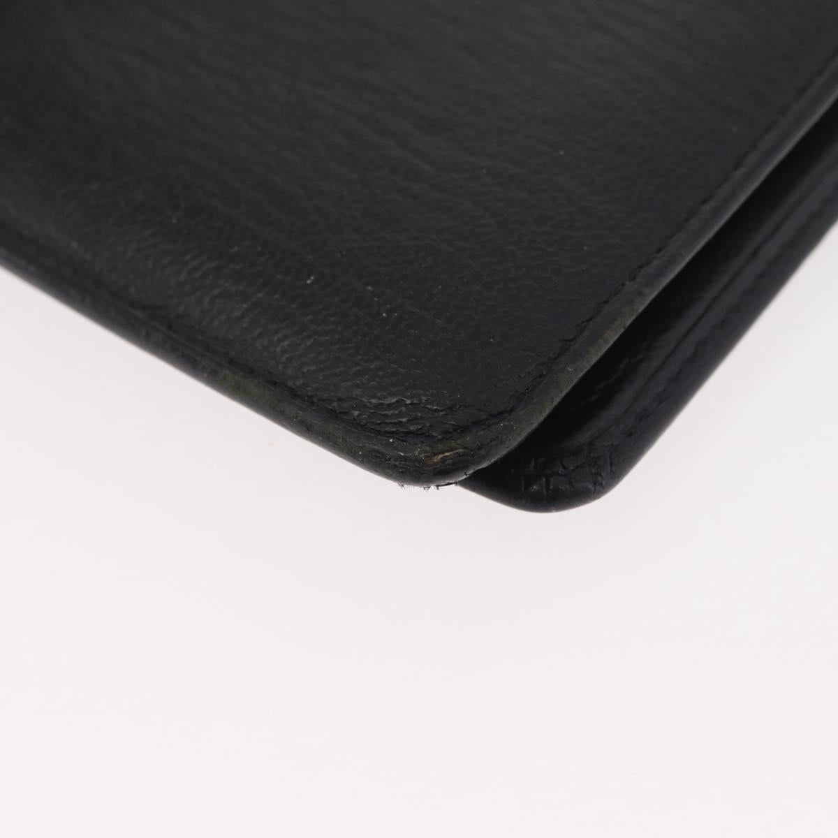 CHANEL COCO Mark Long Wallet Leather Black CC Auth ARZ921
