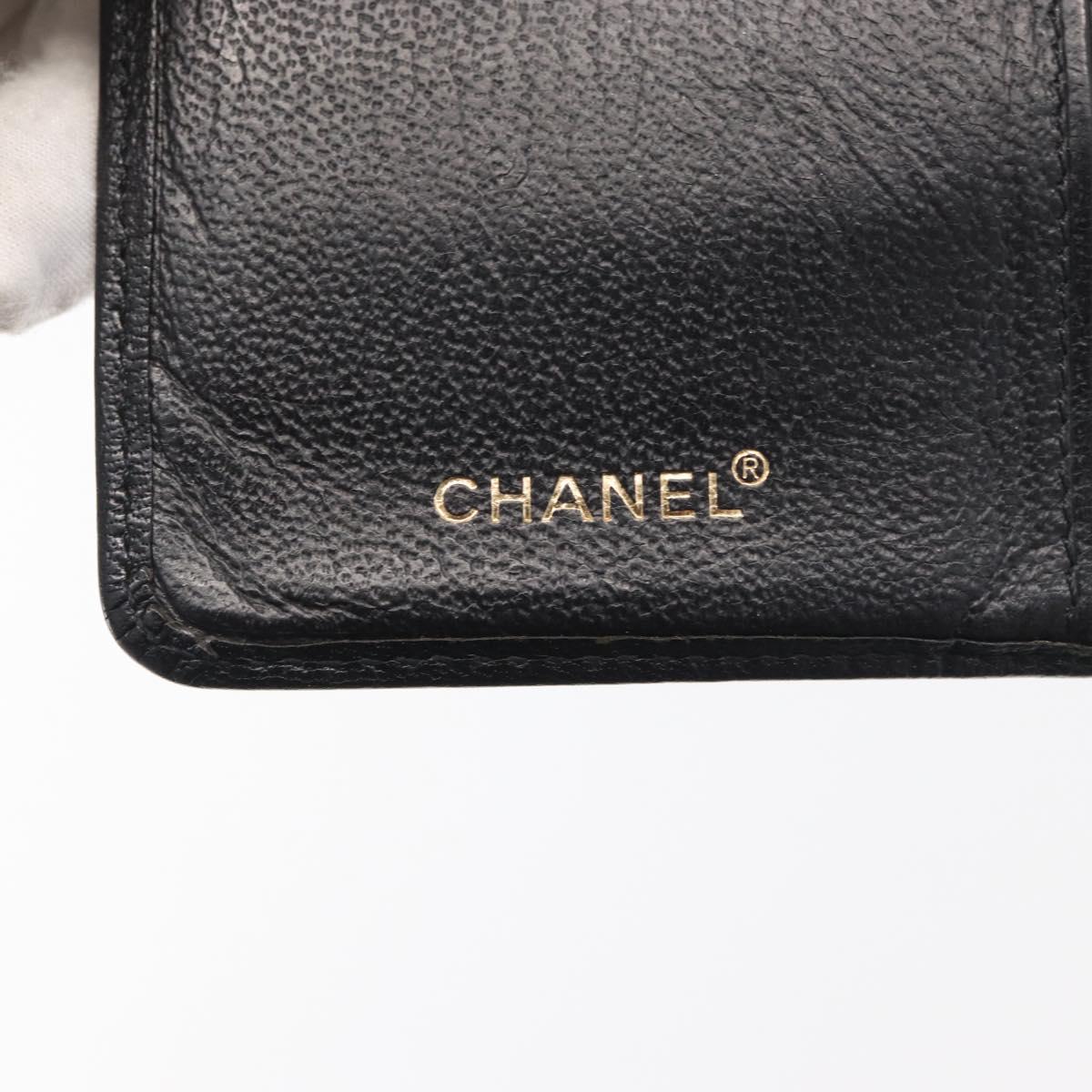 CHANEL COCO Mark Long Wallet Leather Black CC Auth ARZ921