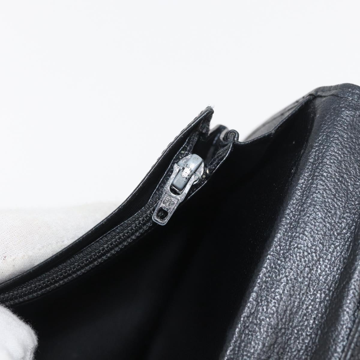 CHANEL COCO Mark Long Wallet Leather Black CC Auth ARZ921
