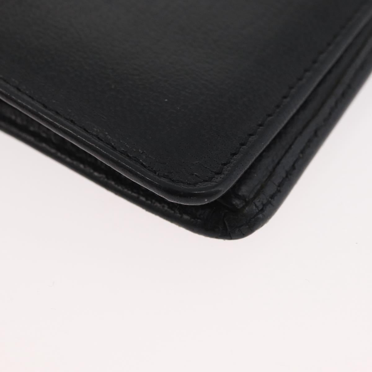 CHANEL COCO Mark Long Wallet Leather Black CC Auth ARZ921