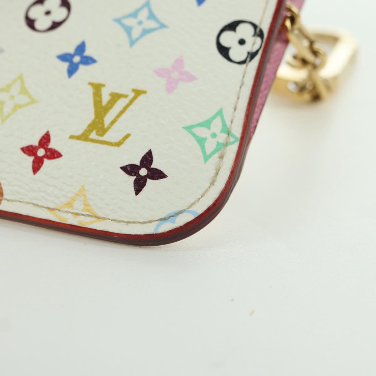 LOUIS VUITTON Multicolor Pochette Cles NM Coin Purse White M93734 Auth ARZ924V