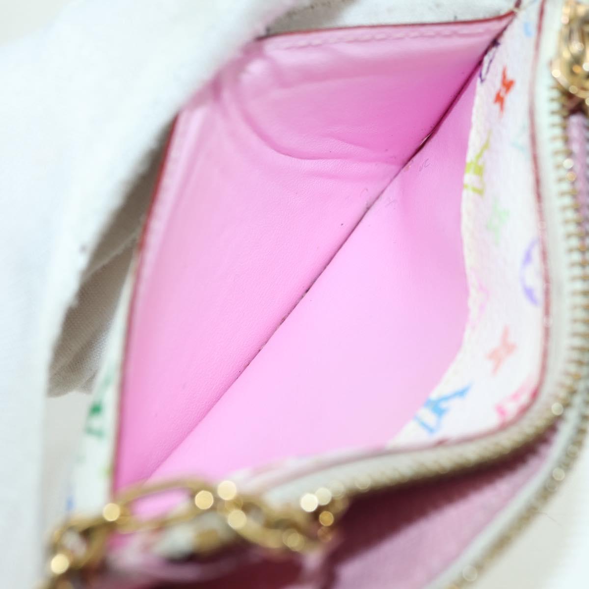 LOUIS VUITTON Multicolor Pochette Cles NM Coin Purse White M93734 Auth ARZ924V