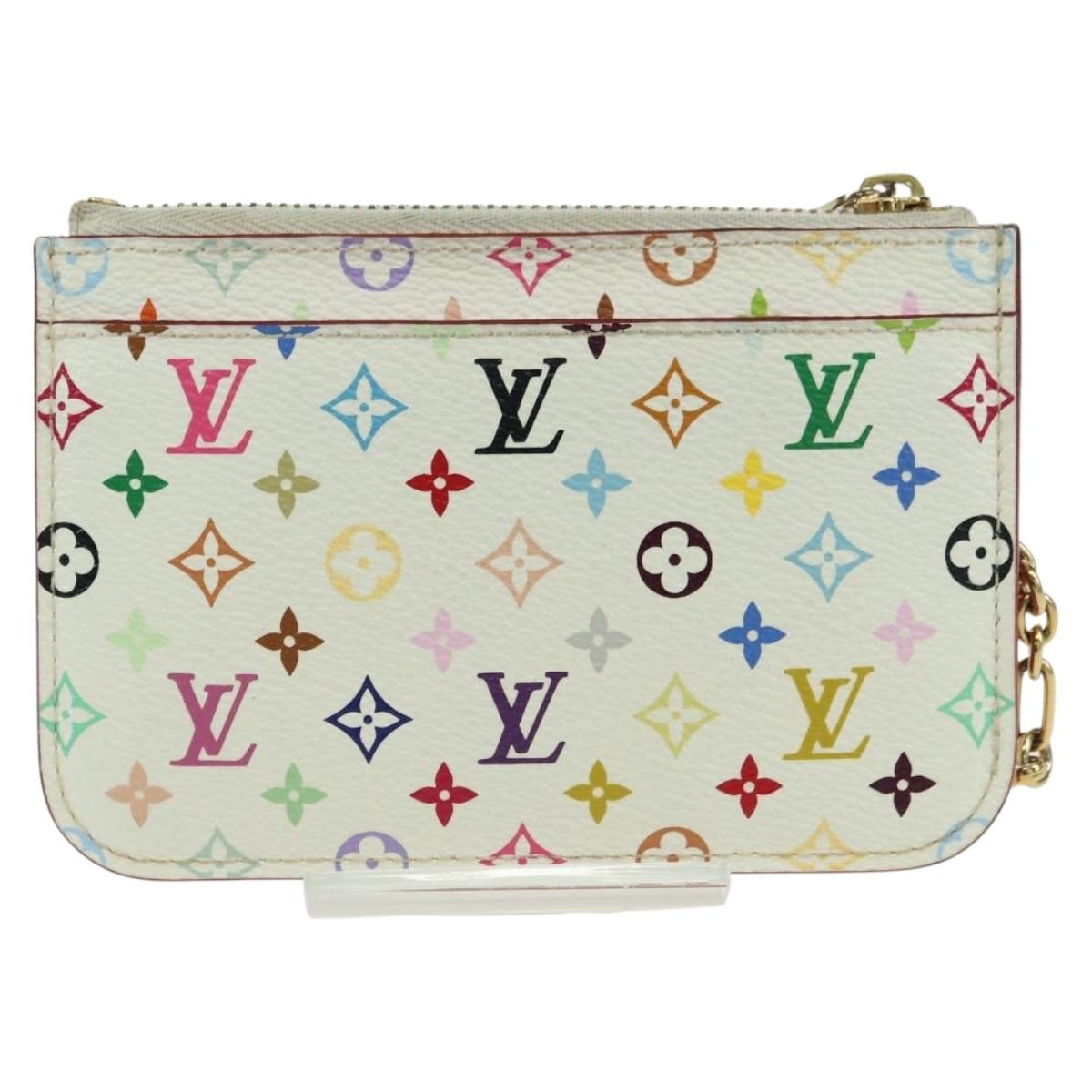 LOUIS VUITTON Multicolor Pochette Cles NM Coin Purse White M93734 Auth ARZ924V
