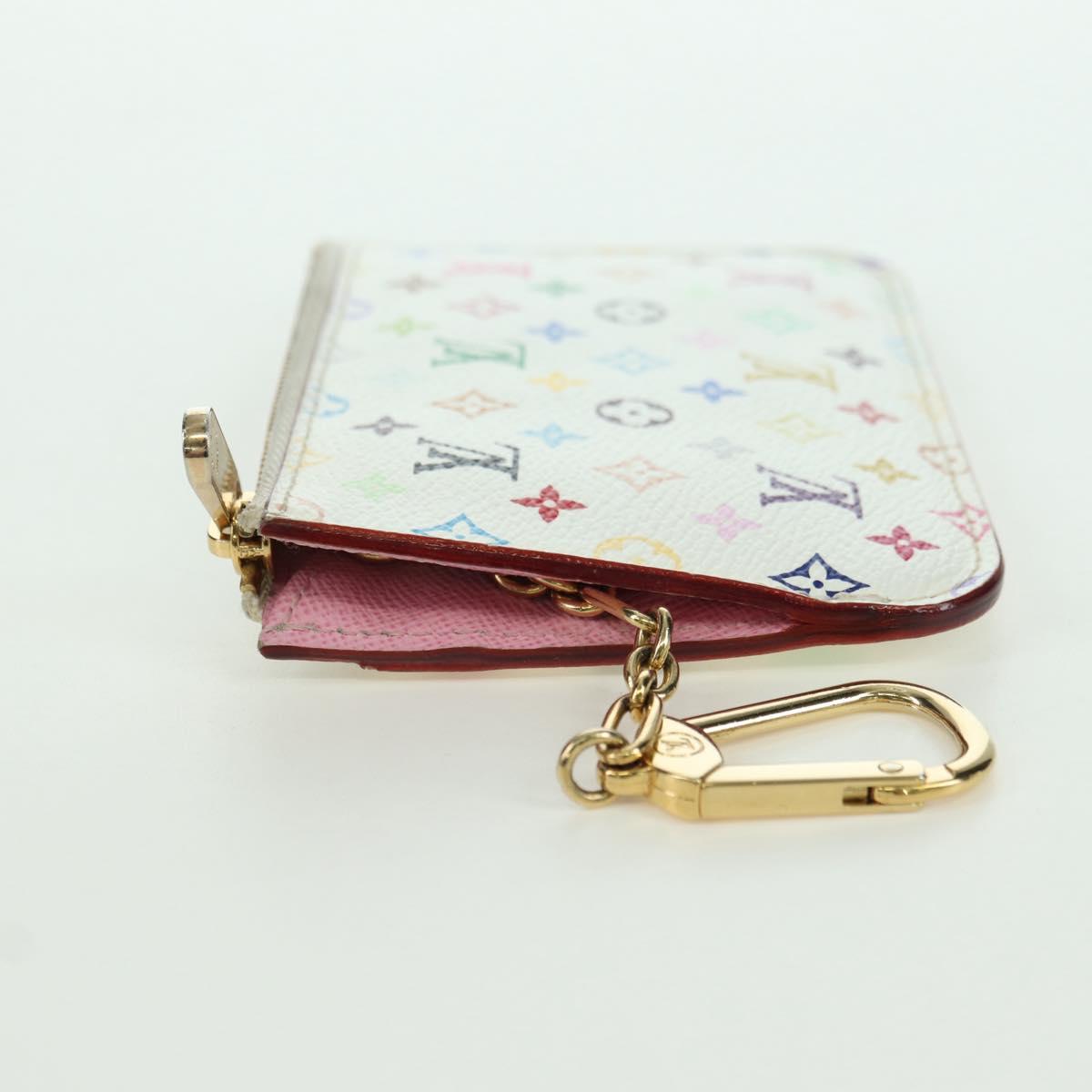 LOUIS VUITTON Multicolor Pochette Cles NM Coin Purse White M93734 Auth ARZ924V
