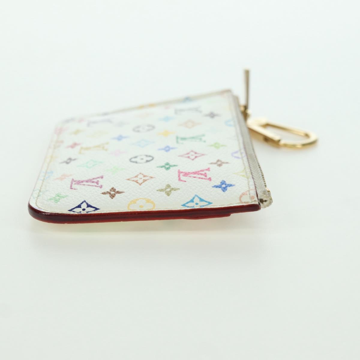LOUIS VUITTON Multicolor Pochette Cles NM Coin Purse White M93734 Auth ARZ924V